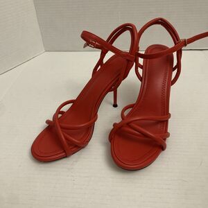 Red Strappy Round Toe Heels Size 8